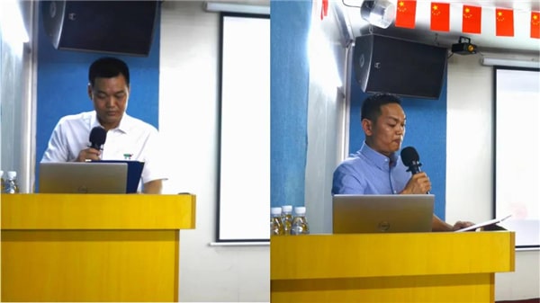 中境董事長（左），總經理（lǐ）（右）發（fā）表講話